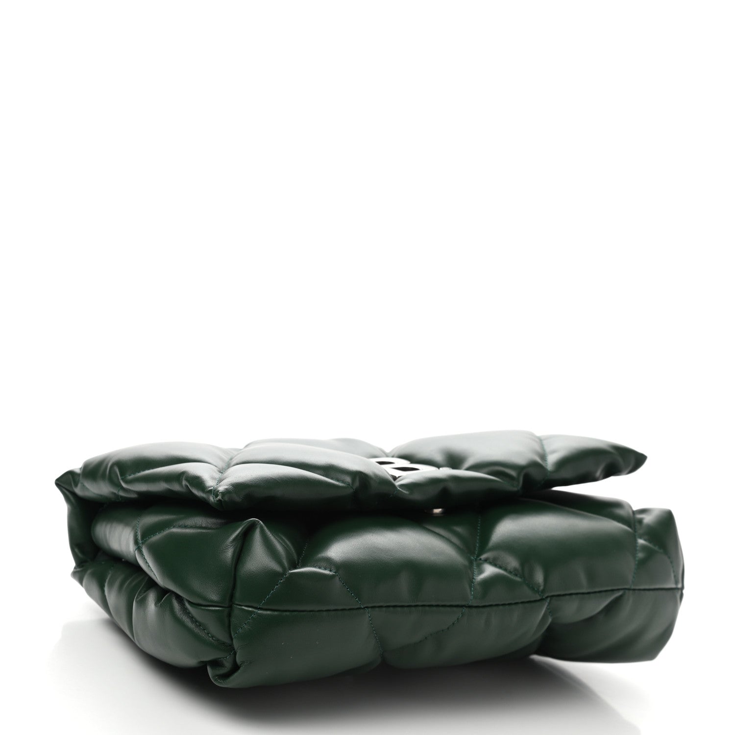 Balenciaga Nappa Calfskin Quilted Touch B Puffy Clutch Forest Green 4 of 10