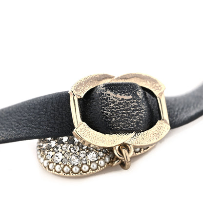 Chanel Lambskin Crystal CC Heart Choker Gold Black 4 of 4