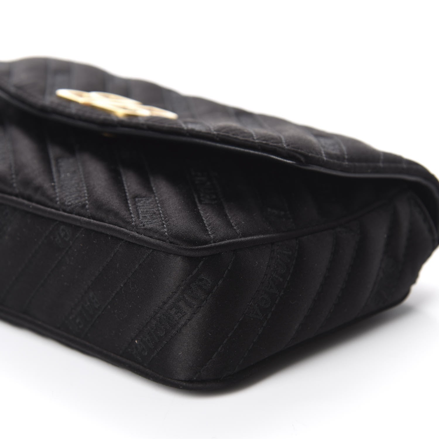 Balenciaga Satin Jacquard Logo Matelasse BB Chain Wallet Black 7 of 9