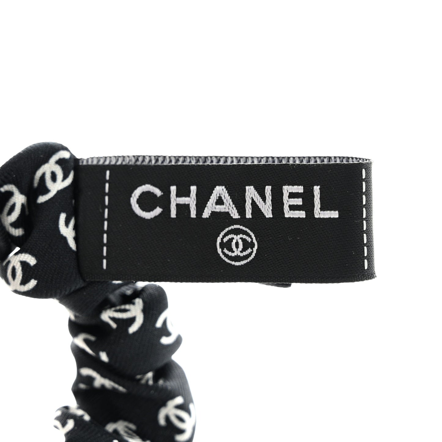Silk Twill CC Scarf Hair Tie Black White
