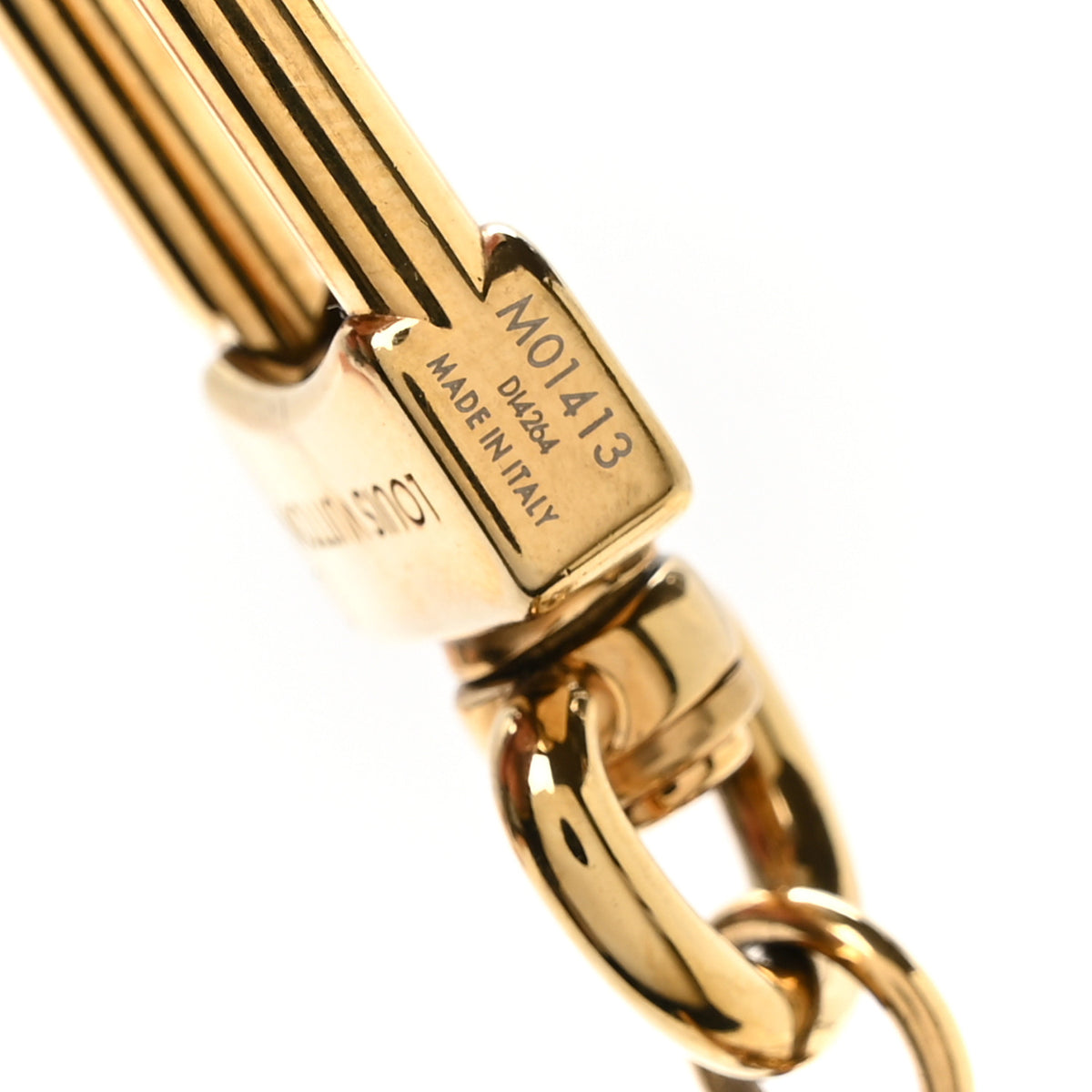Brass Enamel Fleur De Monogram Bag Charm Chain Gold