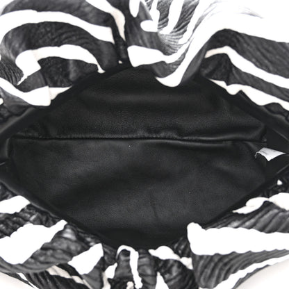 Bottega Veneta Nappa Zebra Print The Pouch Chain White Black 5 of 10
