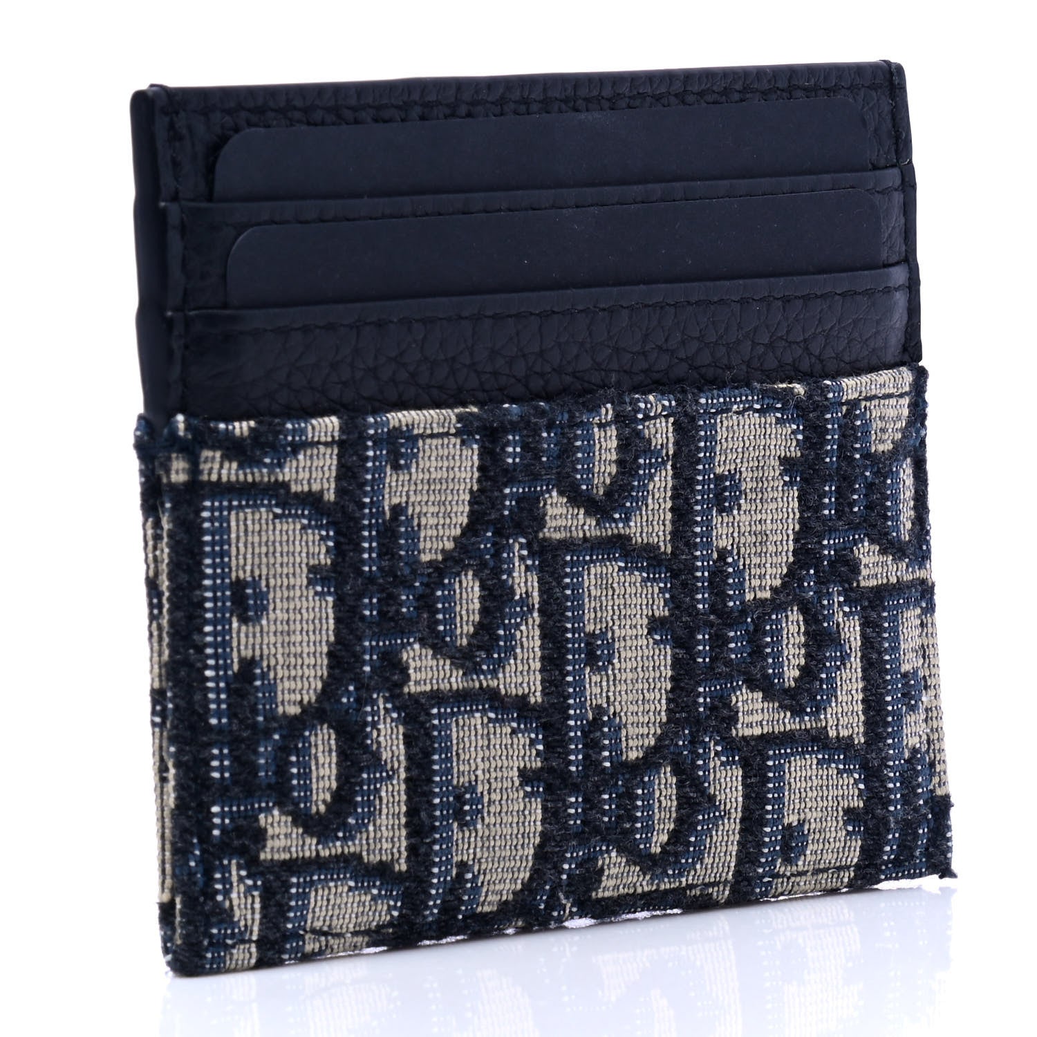 Christian Dior Grained Calfskin Oblique Card Holder Black 2 of 4