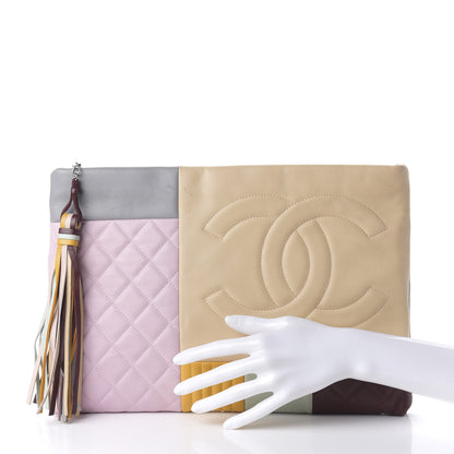Chanel Lambskin Patchwork Medium Cosmetic Case Multicolor Burgundy 2 of 11