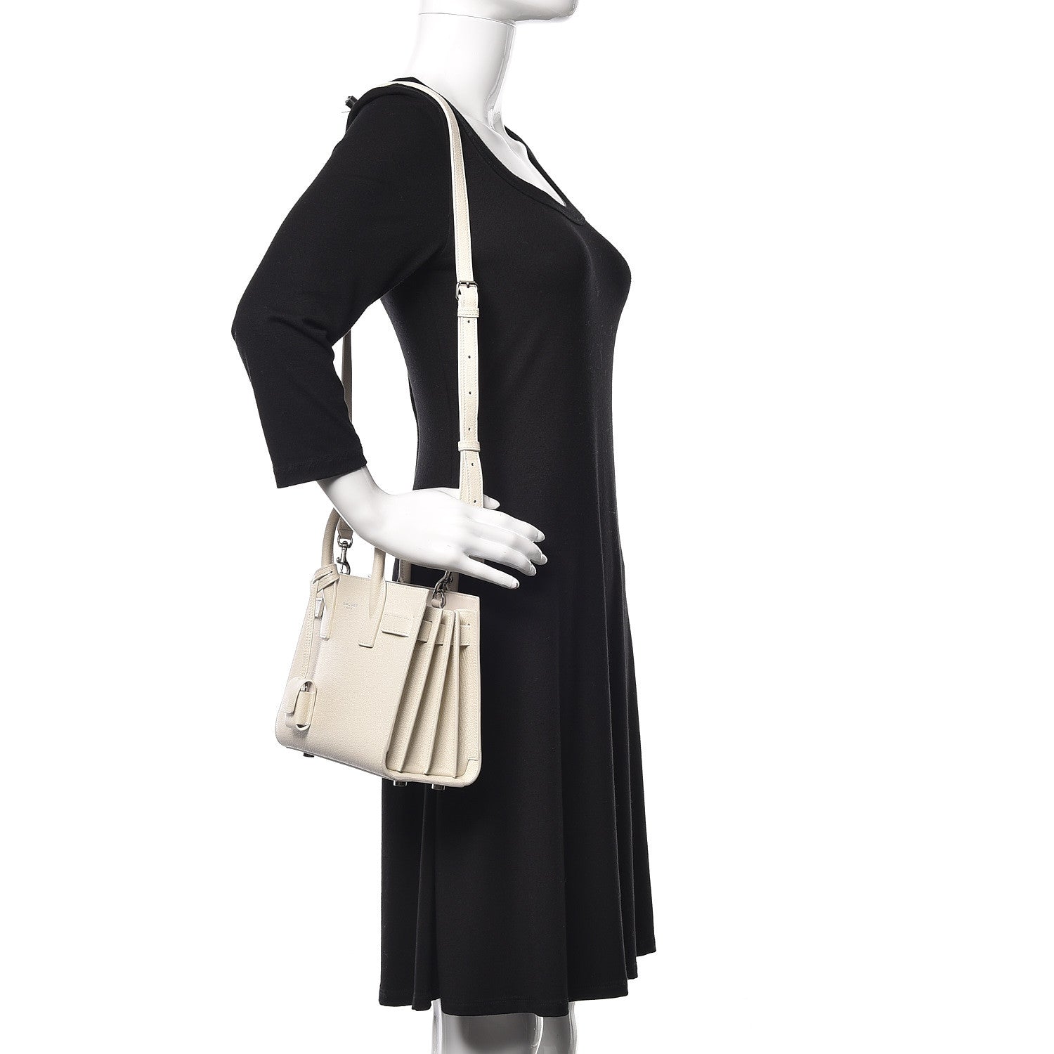 Saint Laurent Grained Calfskin Nano Sac de Jour Dove White 2 of 12