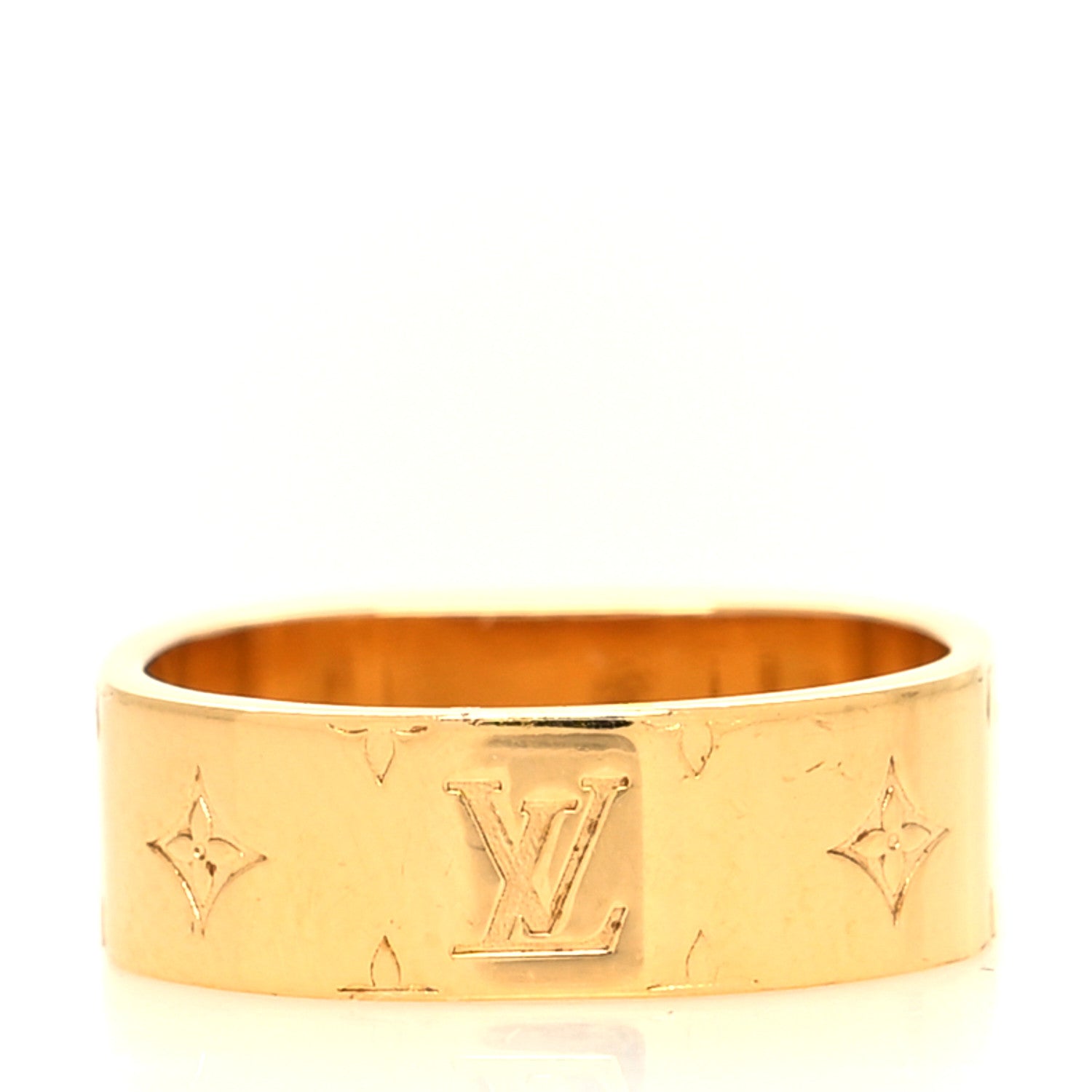 Louis Vuitton Brass Monogram Engraved Nanogram Ring S Gold 3 of 5