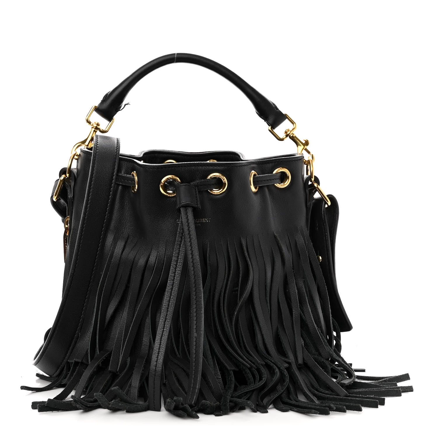 Saint Laurent Calfskin Small Emmanuelle Fringe Hobo Bag Black 1 of 11