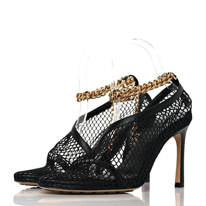 Bottega Veneta Mesh Nappa Chunky Chain Sandals 36 Black 3 of 9