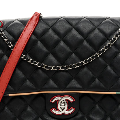 Chanel Lambskin Quilted Jumbo Cuba Color Flap Black 15 of 19