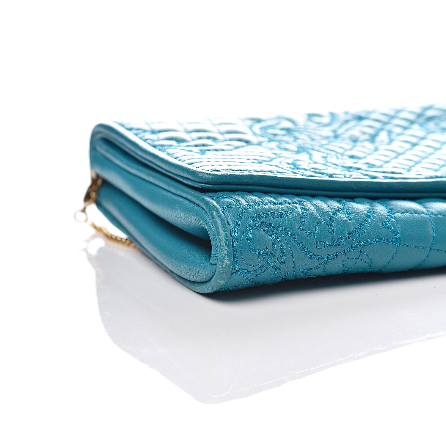 Versace Nappa Barocco Quilted Chain Clutch Blue 7 of 10