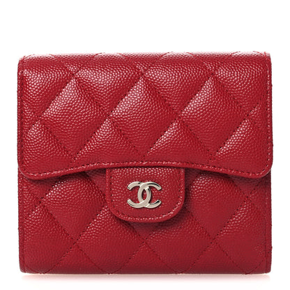 Chanel Caviar Quilted Compact Flap Wallet Dark Red 1 of 10