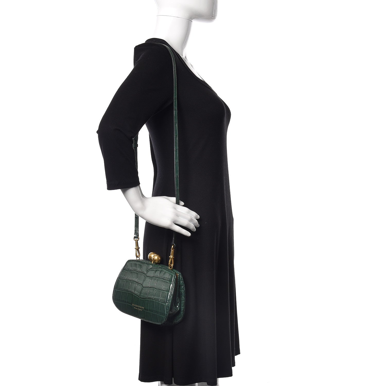 Burberry Alligator Small Frame Bag Dark Green 2 of 9