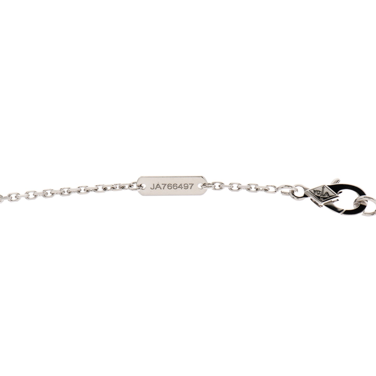 18K White Gold Chalcedony Vintage Alhambra Pendant Necklace