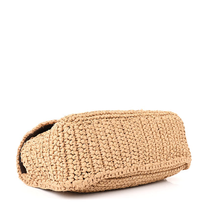 Saint Laurent Raffia Calfskin Monogram Medium Niki Chain Satchel Natural 4 of 10