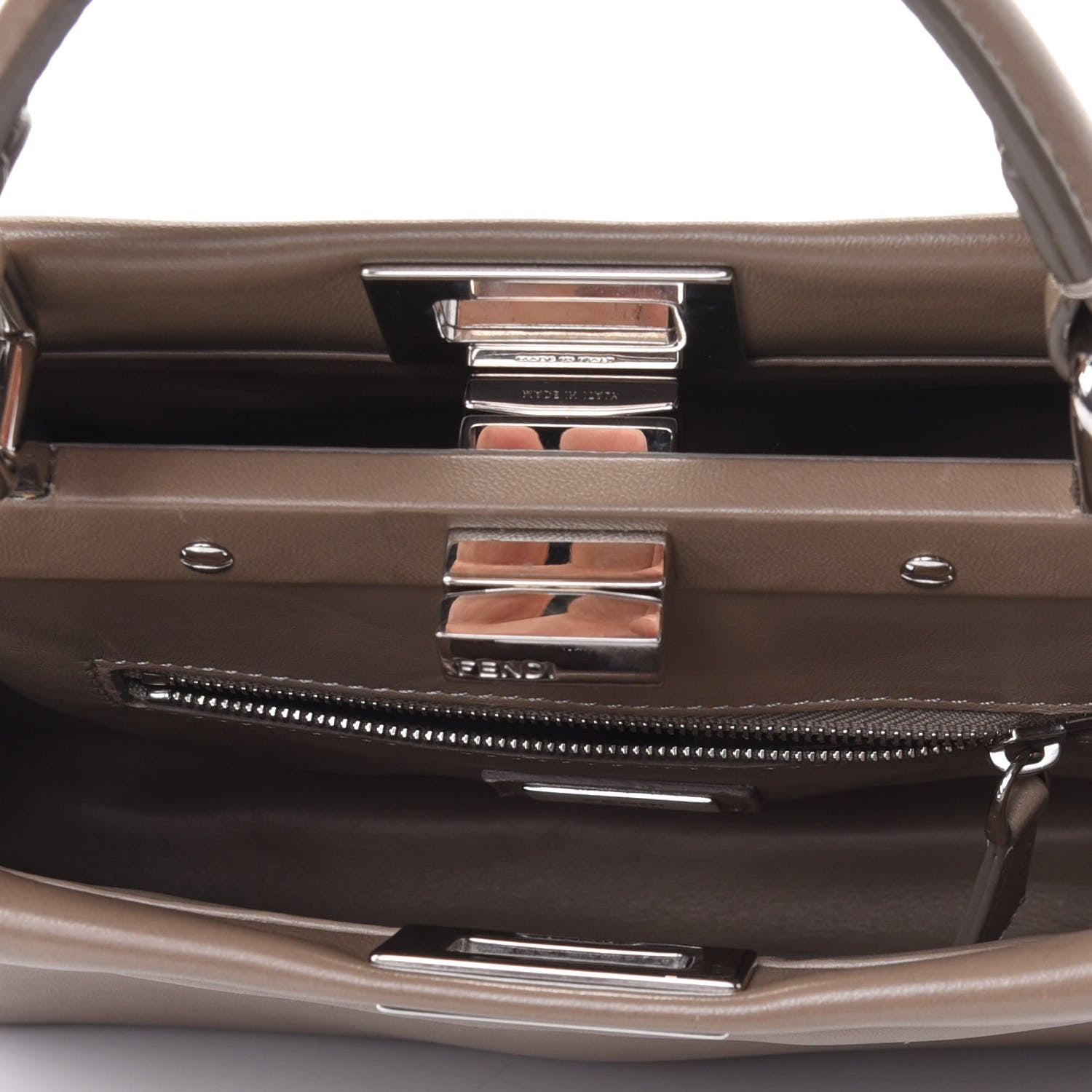 Fendi Nappa Mini Peekaboo Iconic Satchel Tortora 4 of 4