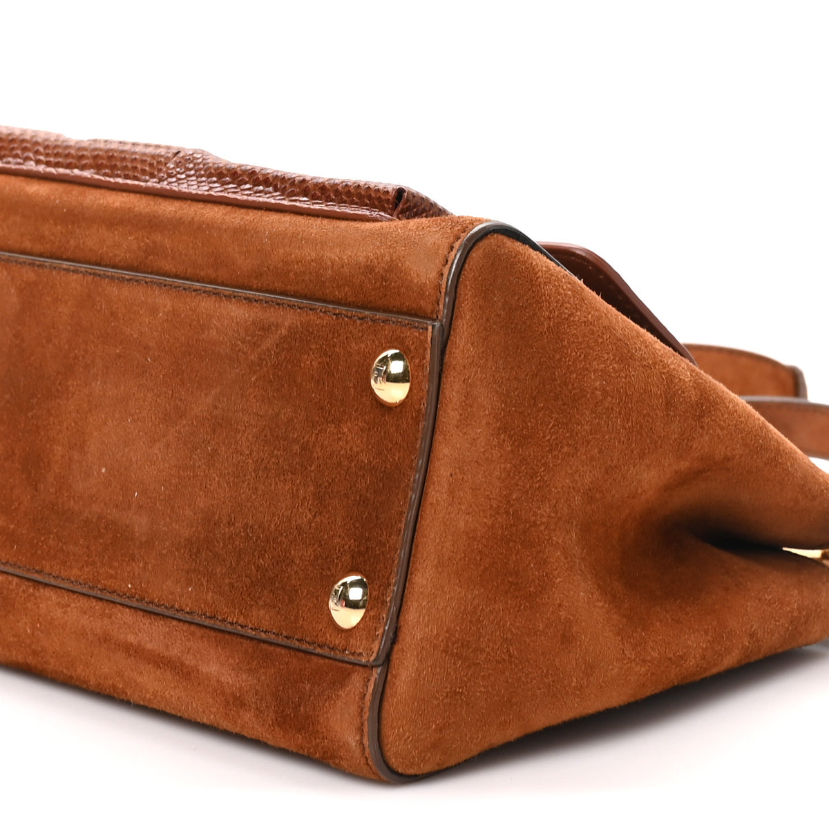 Chamois Karung Shiny Nappa Mini Pocket Peekaboo Iconic Satchel Cuoio Caramello