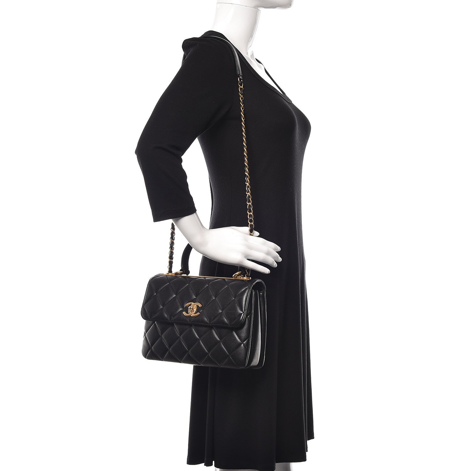Chanel Lambskin Quilted Small Trendy CC Dual Handle Flap Bag Black 3 of 11