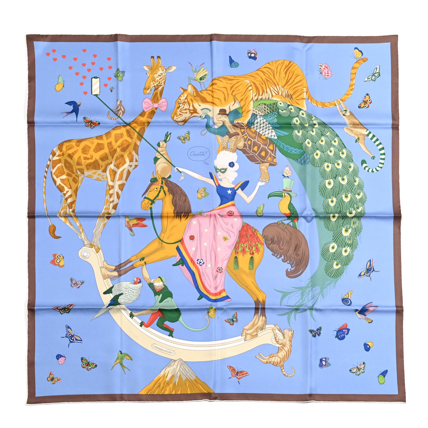 Hermes Silk Story Scarf 90 Bleu Lavande Vert 1 of 5