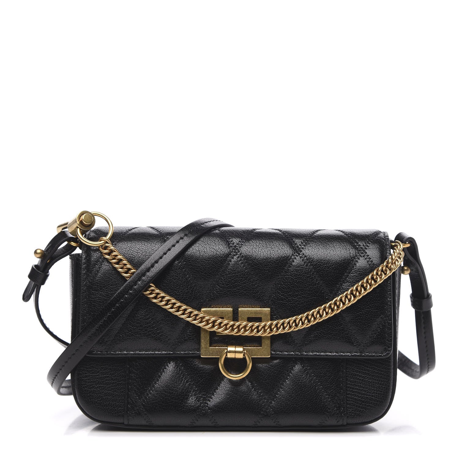 Givenchy Goatskin Quilted GV3 Mini Pocket Convertible Bag Black 1 of 11