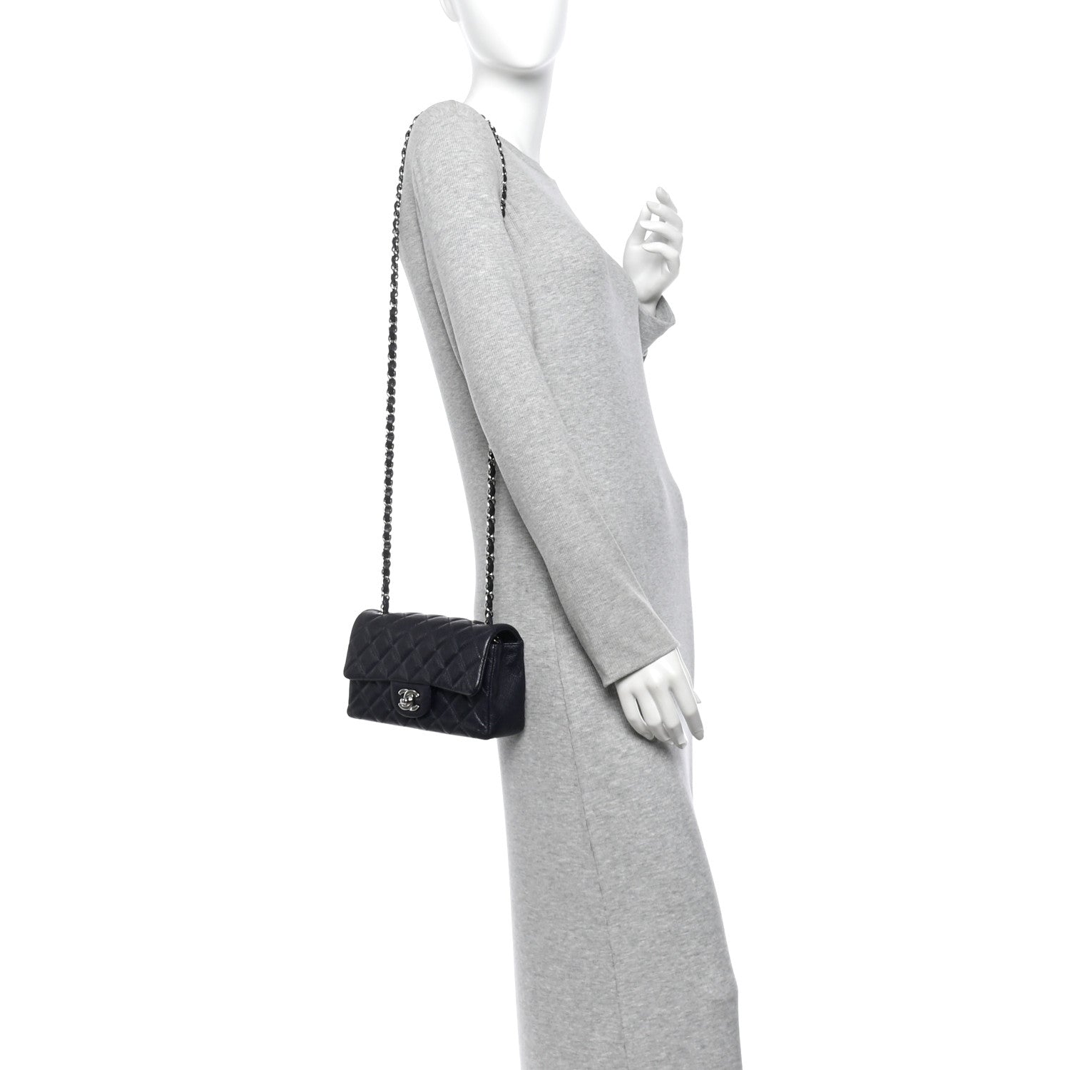Chanel Caviar Quilted Mini Rectangular Flap Navy 2 of 13
