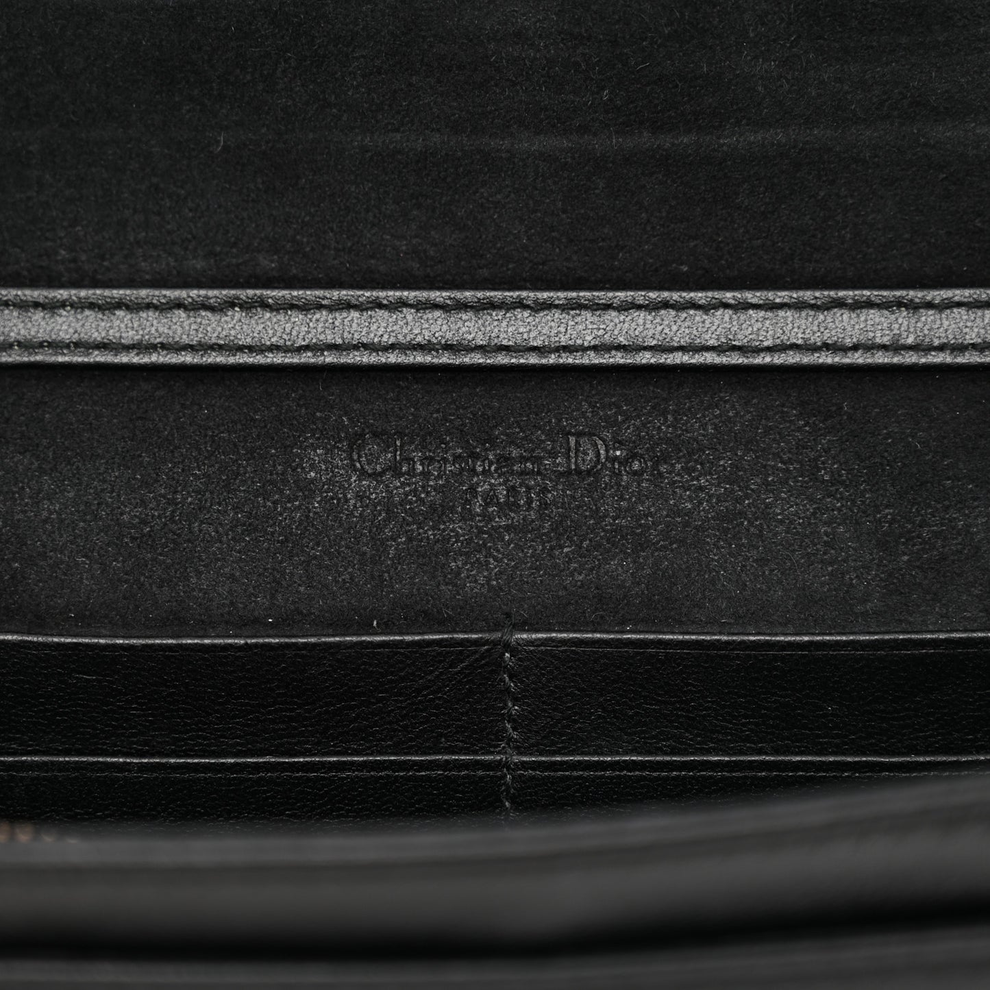 Calfskin Studded Diorama Wallet on Chain Pouch Black