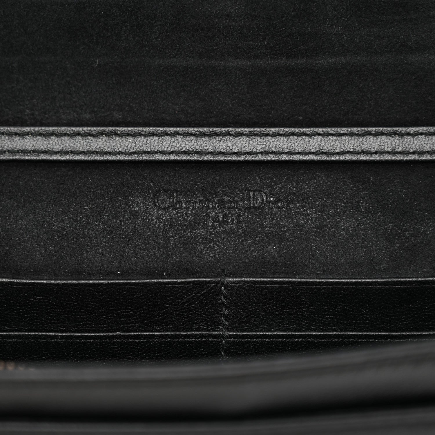 Christian Dior Calfskin Studded Diorama Wallet on Chain Pouch Black 6 of 11