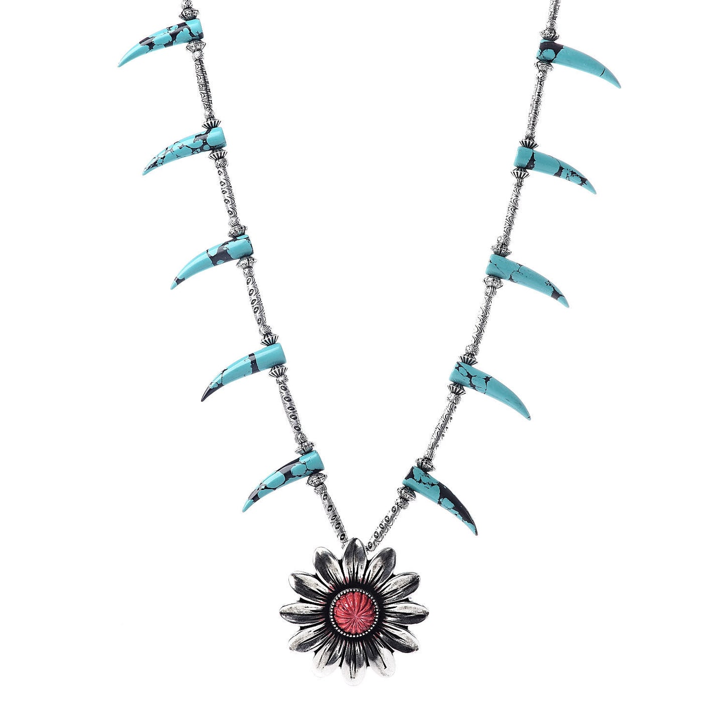 Sterling Silver Resin Marmont Flower Statement Necklace
