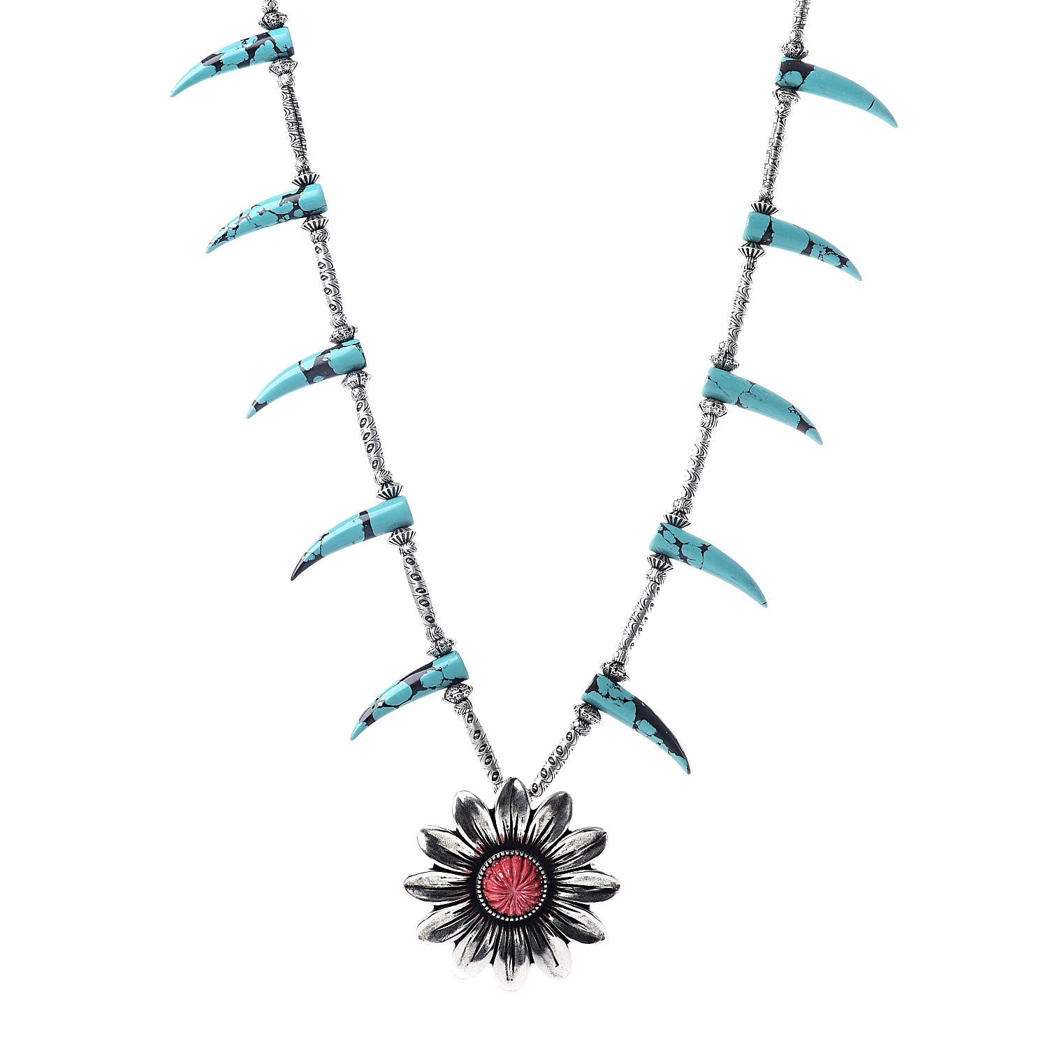 Gucci Sterling Silver Resin Marmont Flower Statement Necklace 1 of 6