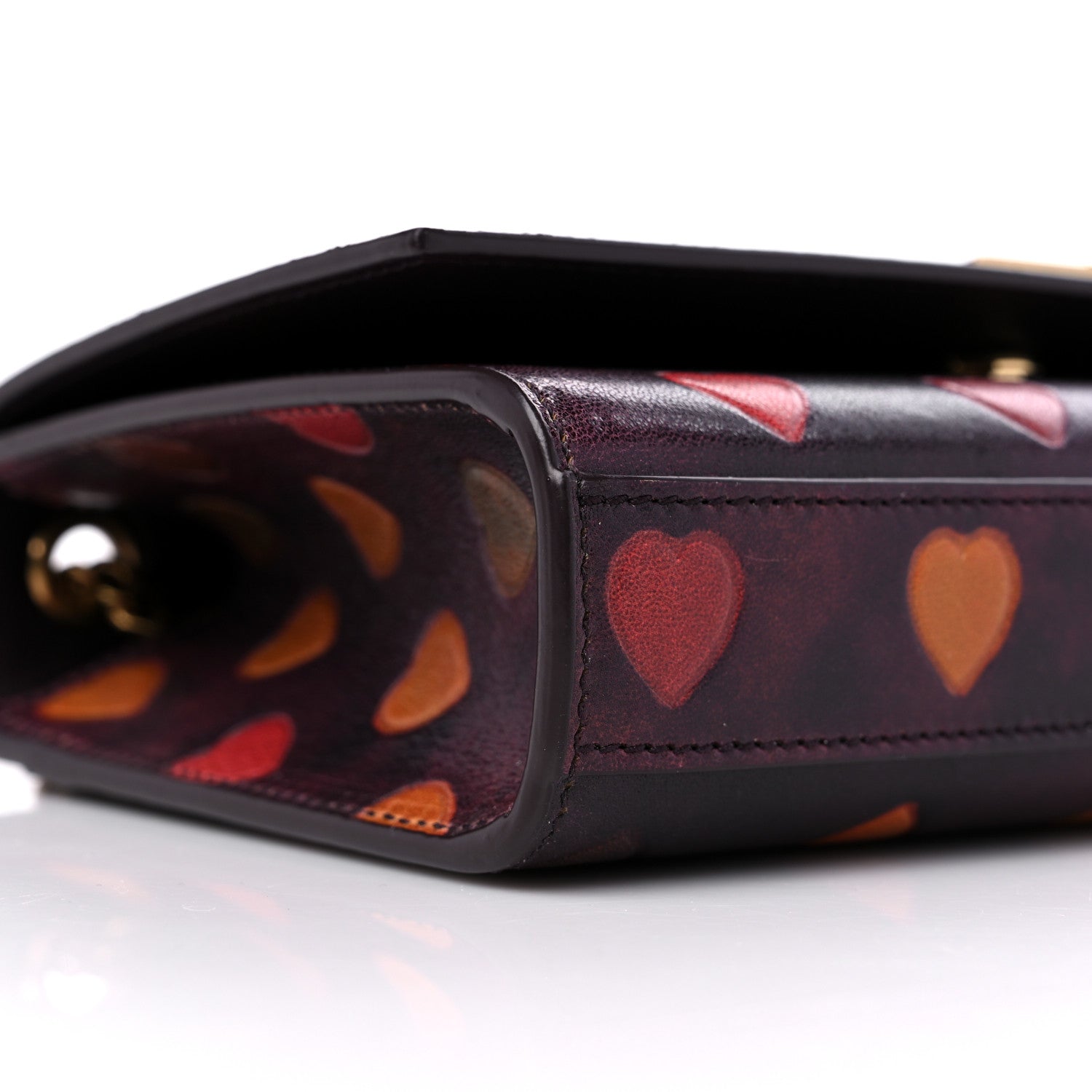 Saint Laurent Lambskin Heart Embossed Small Monogram Kate Satchel Mahogany Multicolor 8 of 10