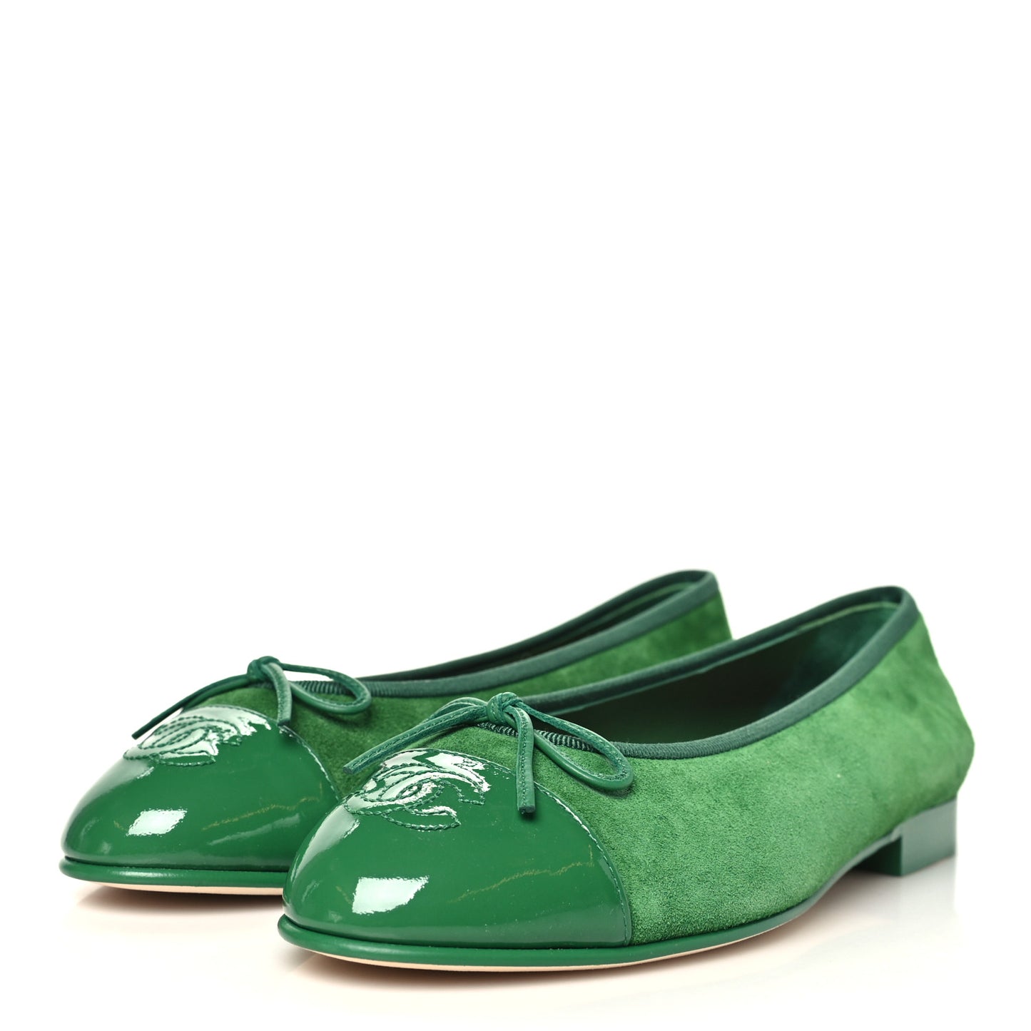 Suede Patent Cap Toe CC Ballerina Flats 37.5 Green