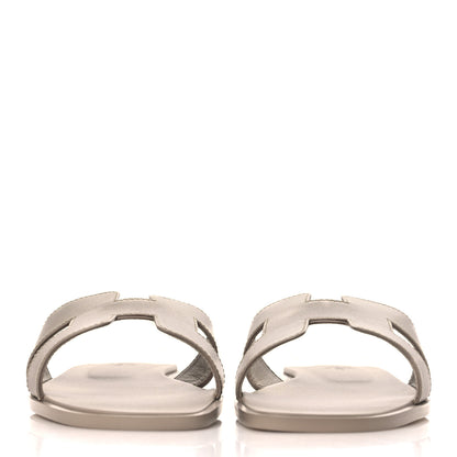 Hermes Box Calfskin Oran Sandals 38.5 Beige Mastic 2 of 9