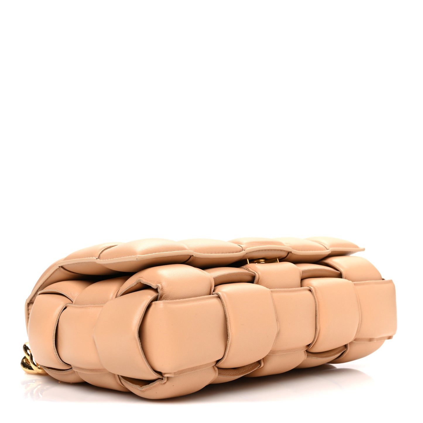 Lambskin Maxi Intreccio Padded Chain Cassette Crossbody Bag Almond