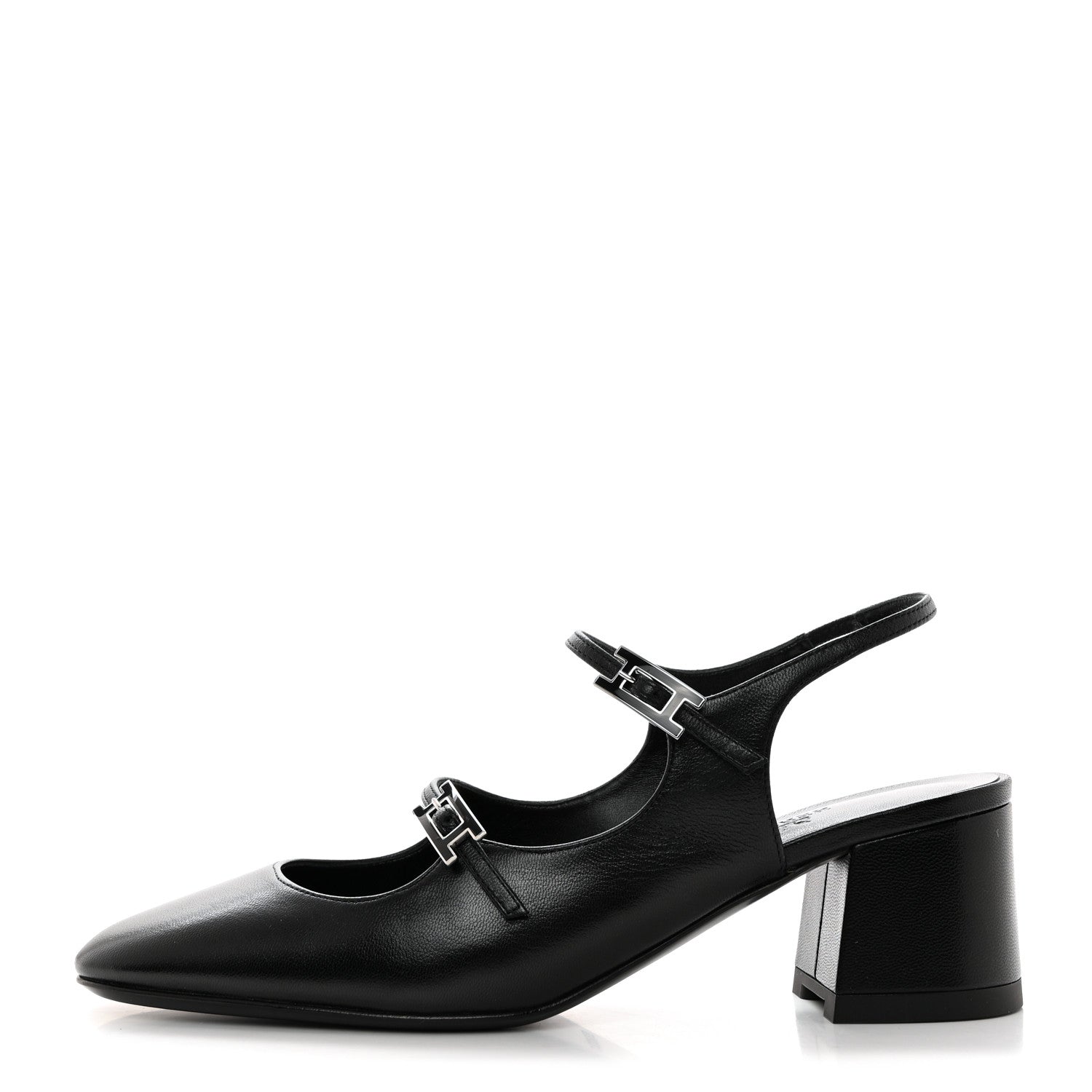 Hermes Goatskin Jackie 50 Pumps 38 Black 1 of 8