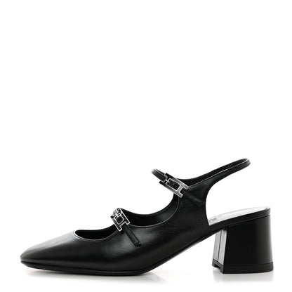 Hermes Goatskin Jackie 50 Pumps 38 Black 1 of 8