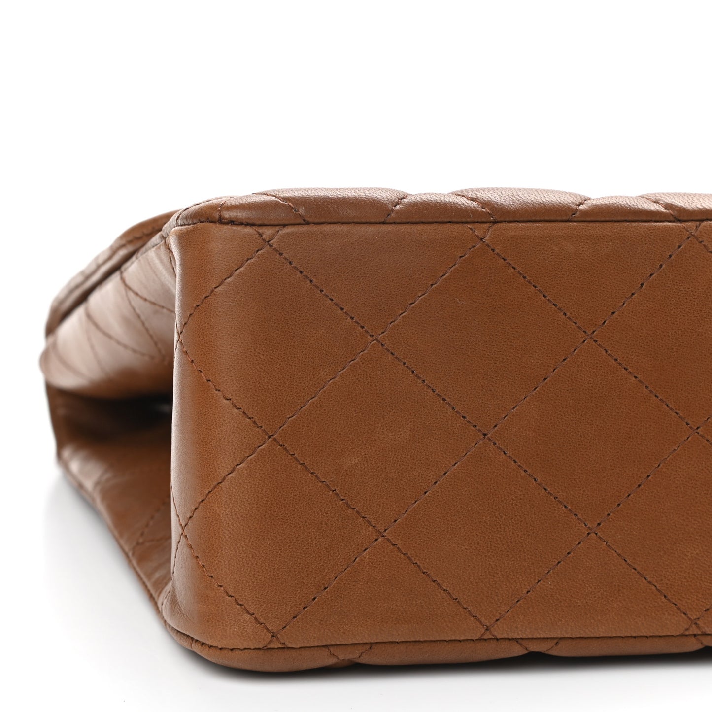 Lambskin Quilted Jumbo Single Flap Dark Brown