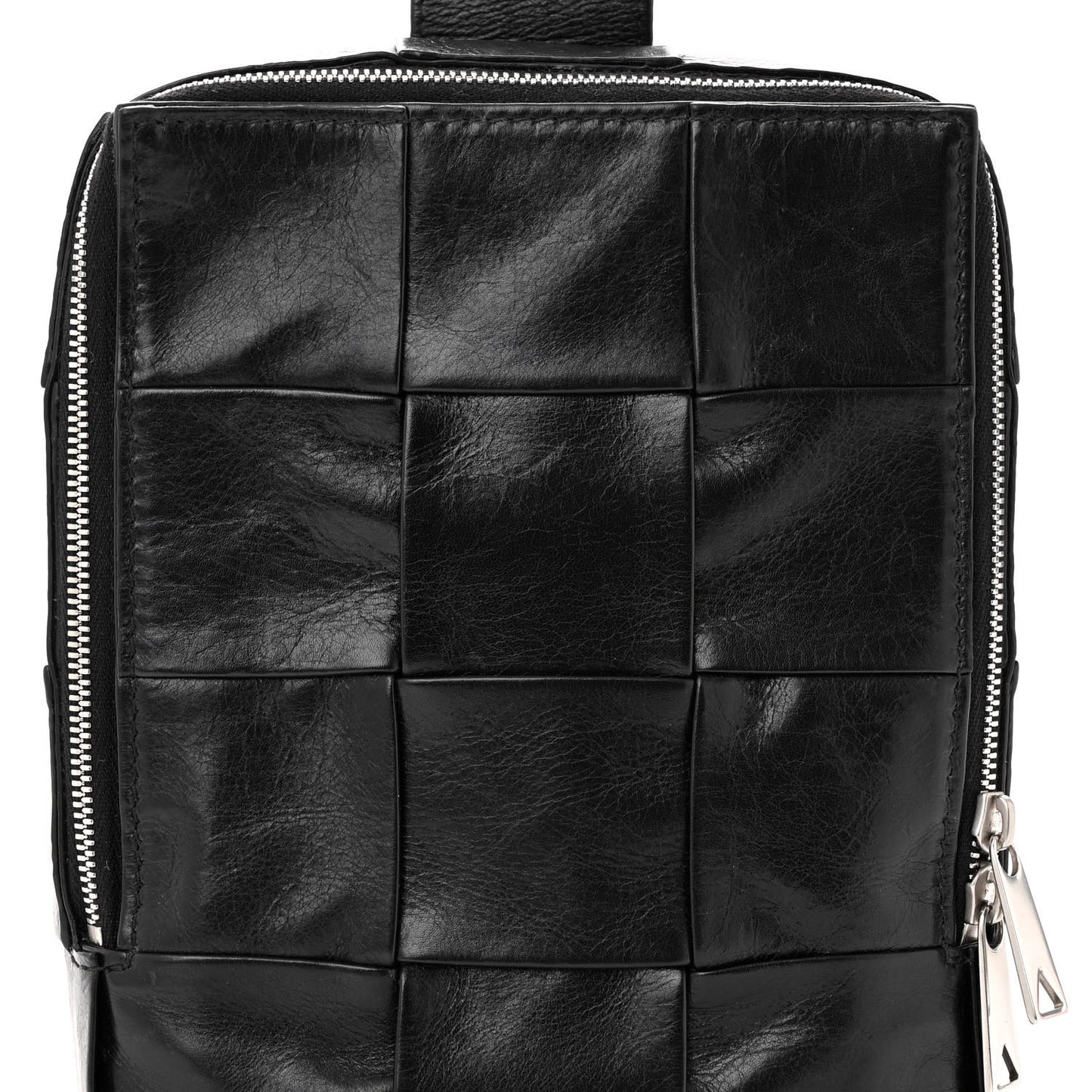 Paper Calfskin Intreccio Mini Cassette Sling Bag Black