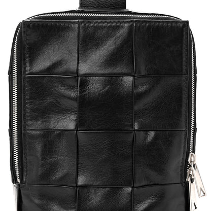 Bottega Veneta Paper Calfskin Intreccio Mini Cassette Sling Bag Black 8 of 11