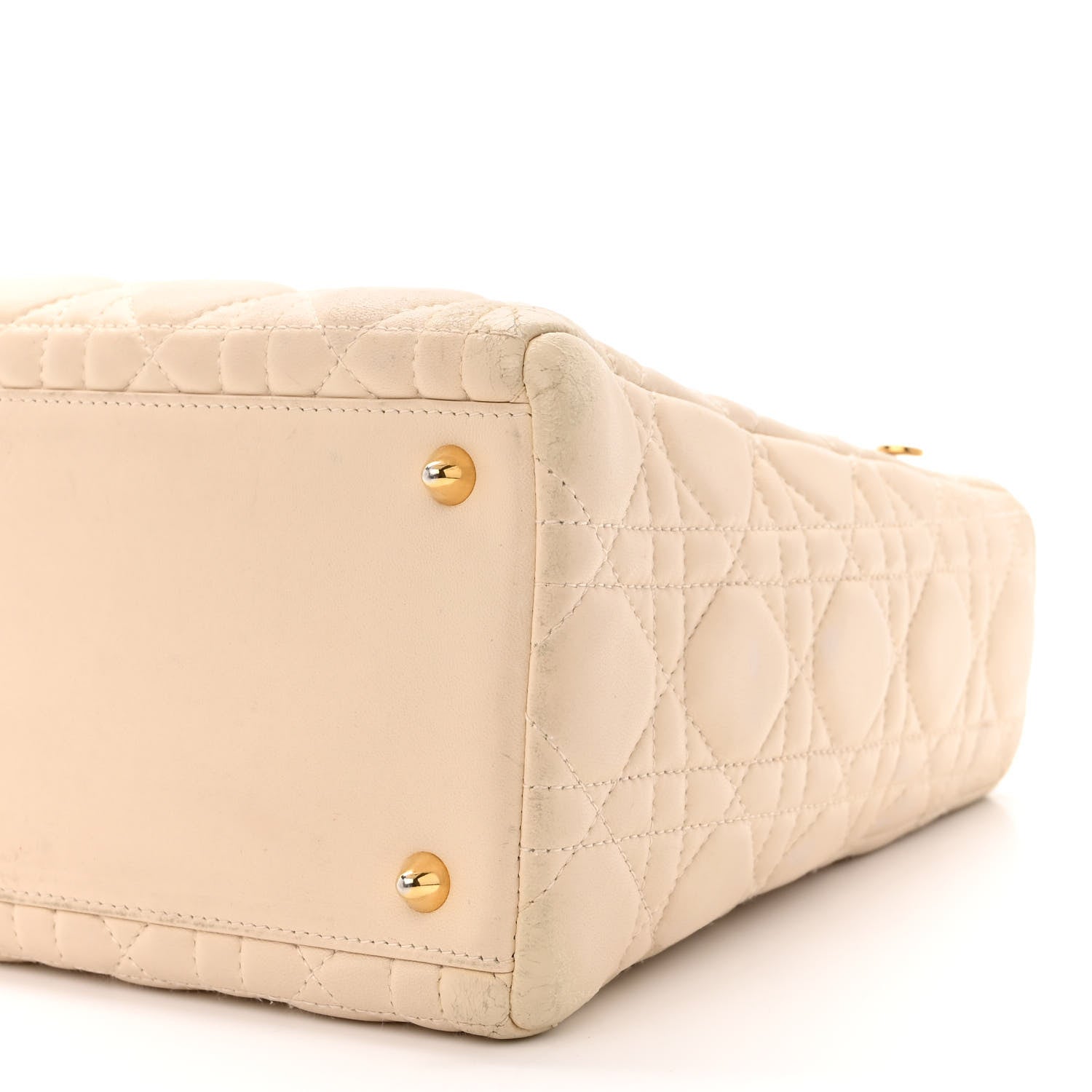 Christian Dior Lambskin Cannage Medium Lady Dior Beige 10 of 22