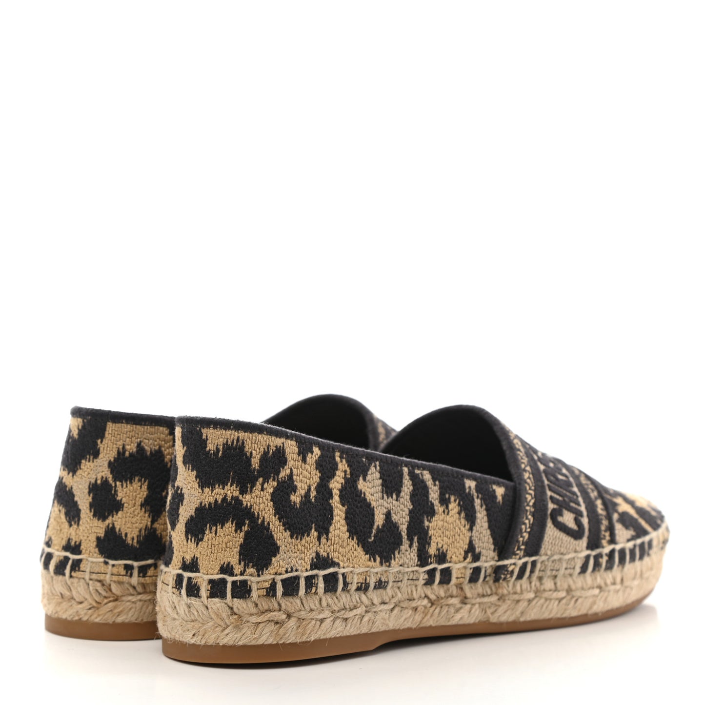 Cotton Embroidered Leopard Print Granville Espadrille 36 Natural