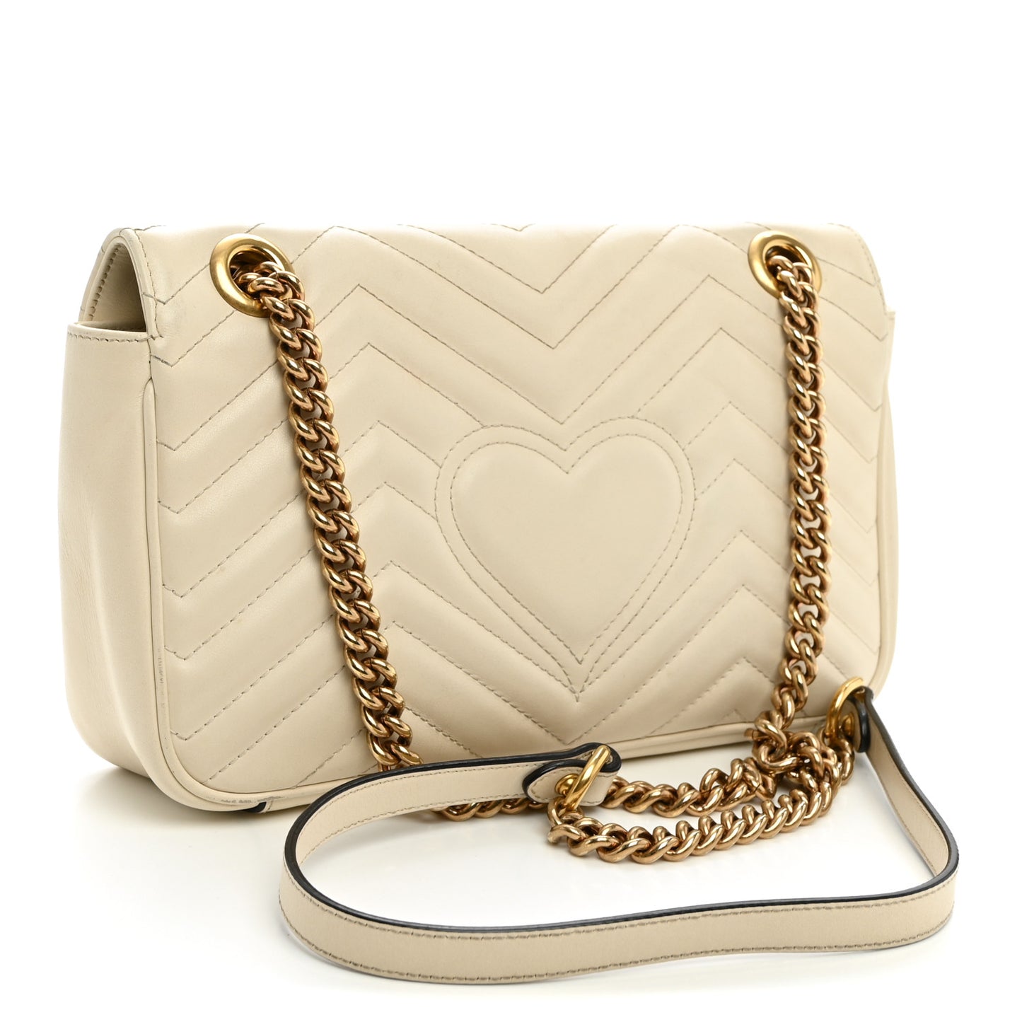 Calfskin Matelasse Small GG Marmont Shoulder Bag White