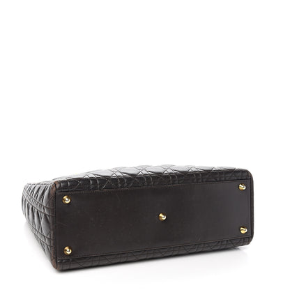Christian Dior Lambskin Cannage Large Lady Dior Dark Brown 3 of 13