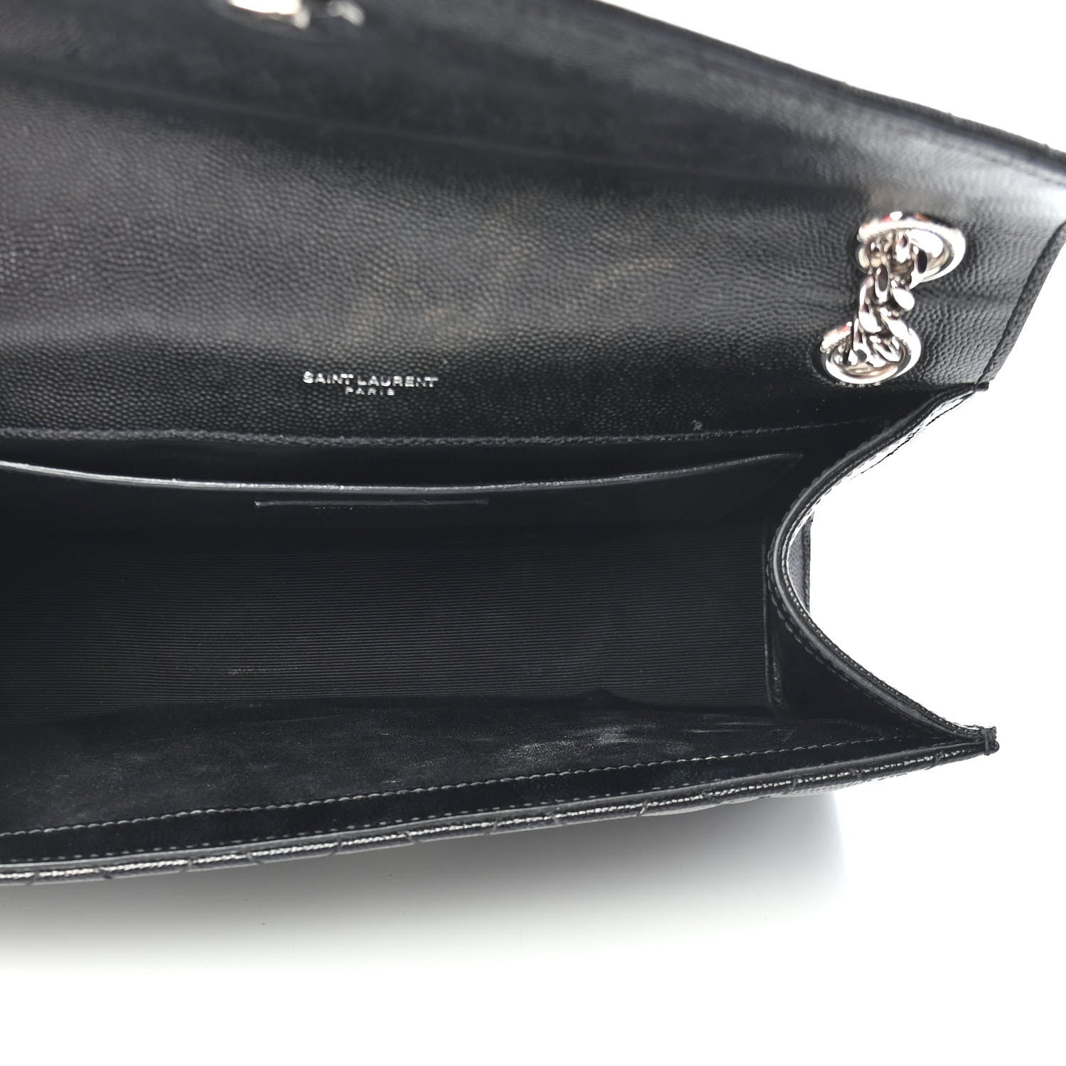 Saint Laurent Grain De Poudre Textured Mixed Matelasse Triquilt Medium Monogram Satchel Black 5 of 9