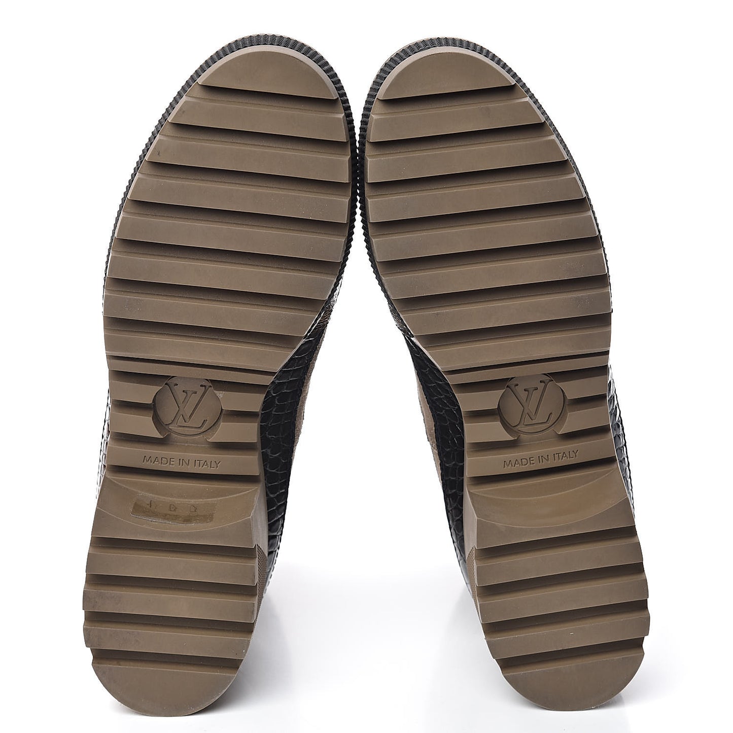 Suede Calfskin Monogram Laureate Platform Desert Boots 36.5 Taupe