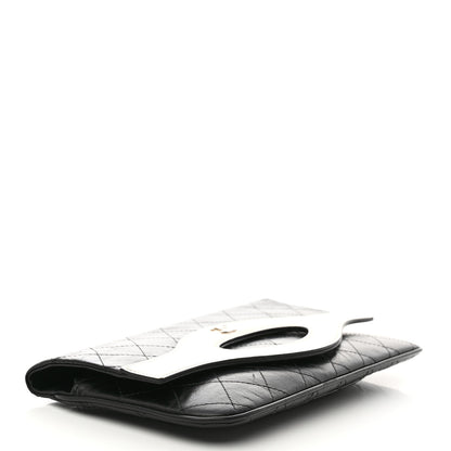 Chanel Aged Calfskin Stitched Large 31 Pouch Black White 4 of 8