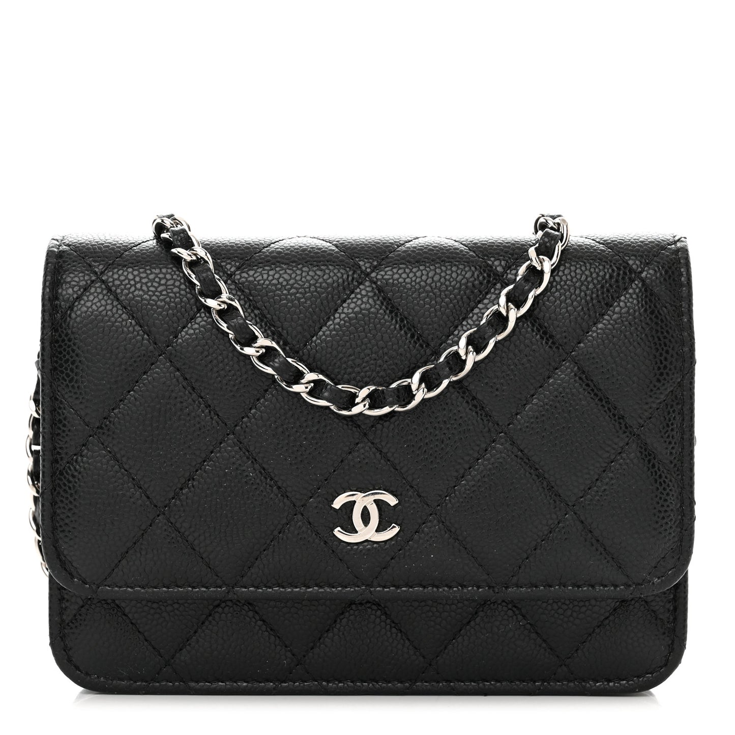 Caviar Quilted Mini Wallet On Chain WOC Black