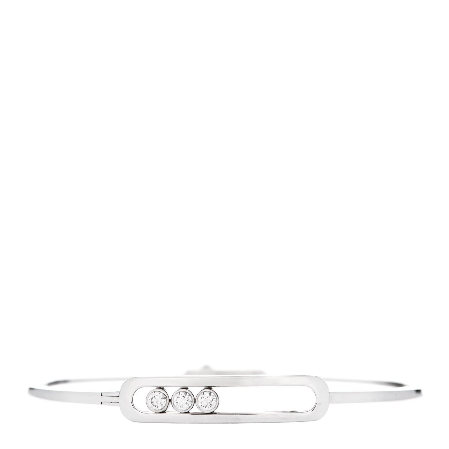 18K White Gold Diamond Thin Move Bangle Bracelet