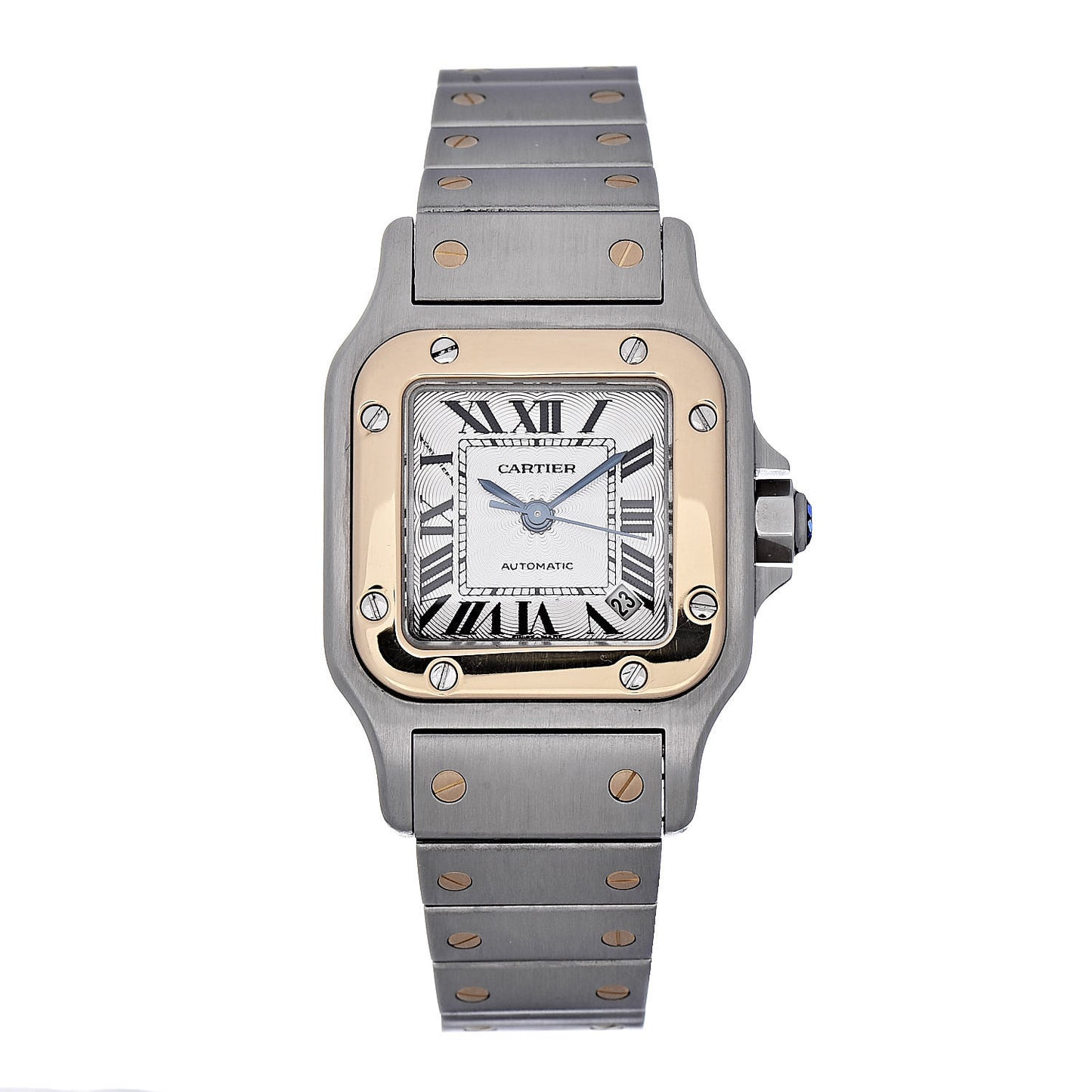 Stainless Steel 18K Yellow Gold 24mm Santos De Cartier Galbee Automatic Watch