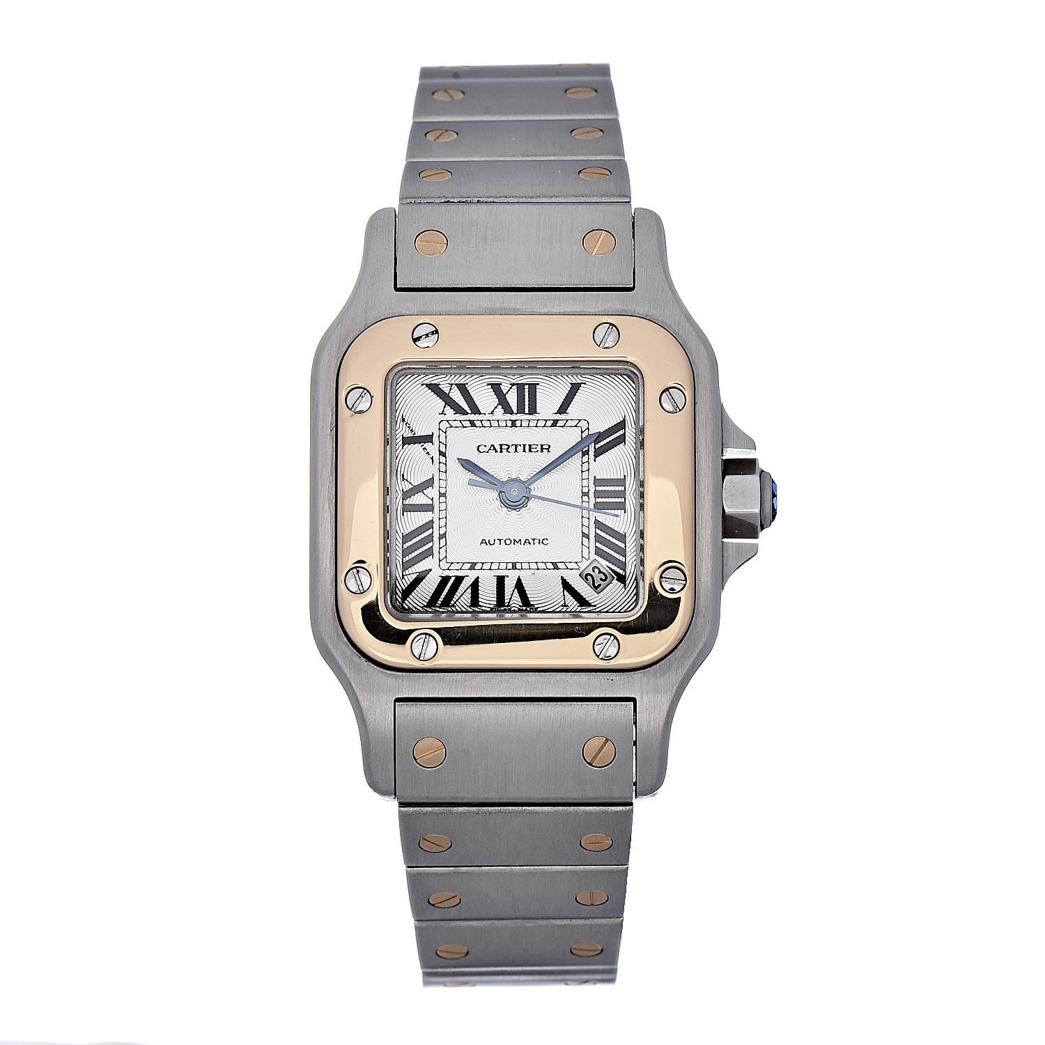 Cartier Stainless Steel 18K Yellow Gold 24mm Santos De Cartier Galbee Automatic Watch 1 of 6