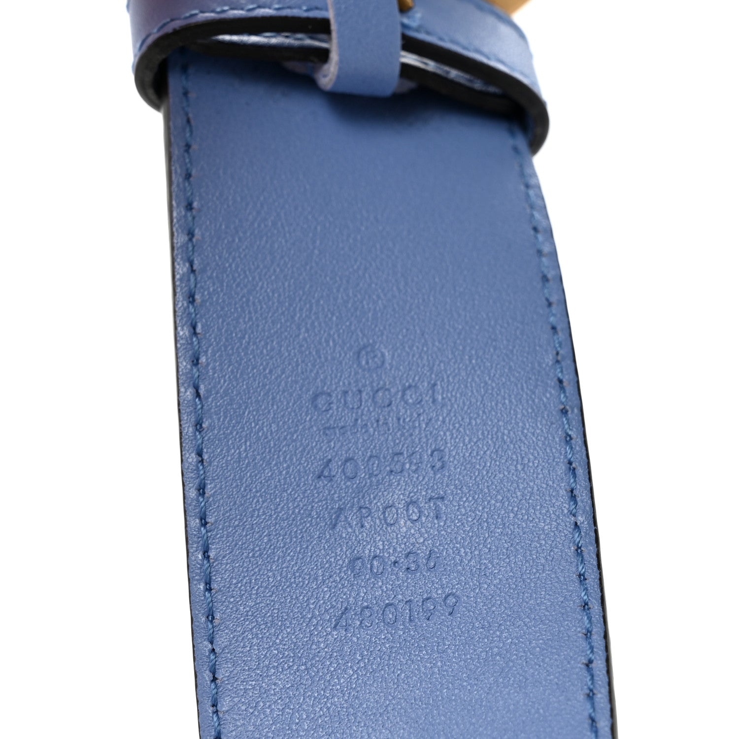 Gucci Calfskin Double G 40mm Belt 90 36 Clear Sky Blue 5 of 8