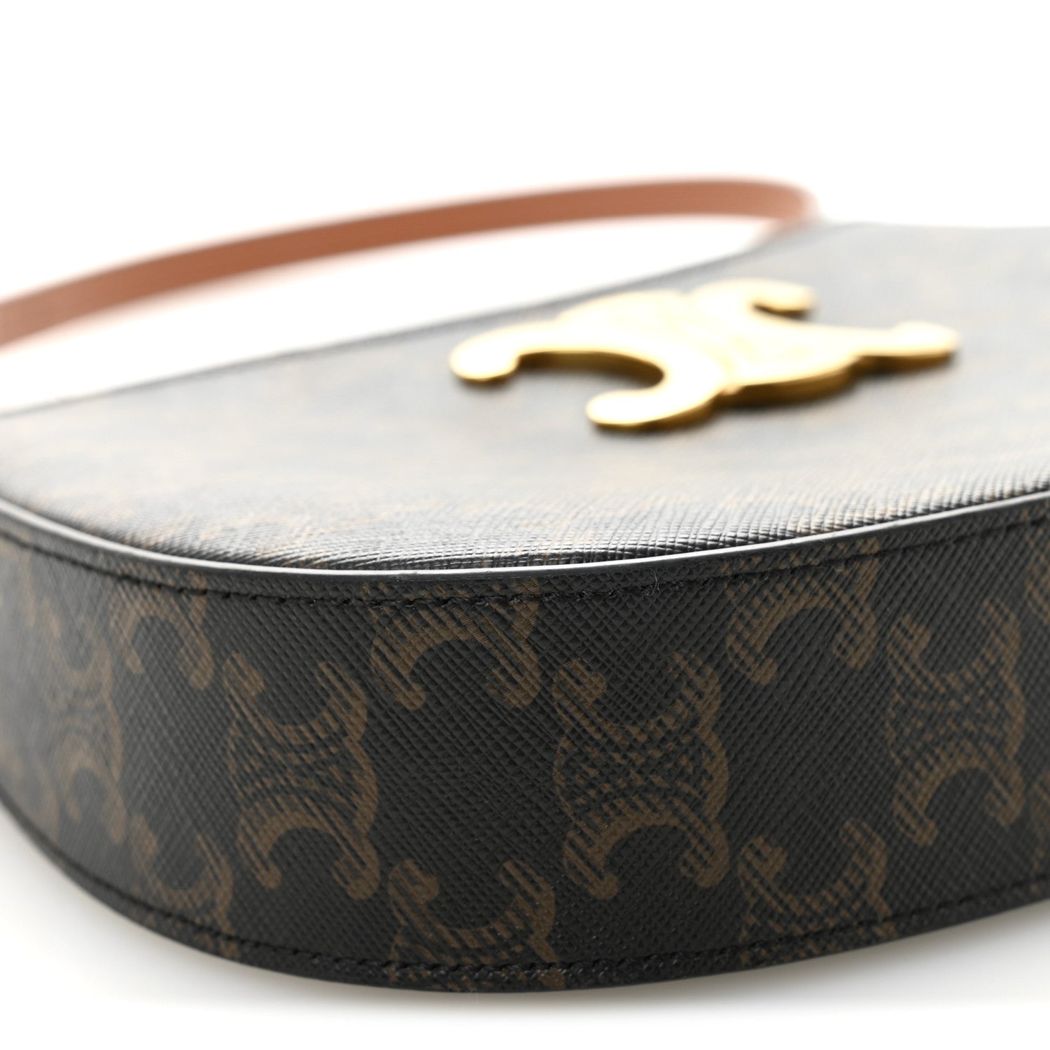 Celine Triomphe Canvas Calfskin Medium Tilly Triomphe Shoulder Bag Tan 8 of 12